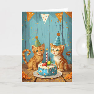 Festive Kitten Party Greeting Card