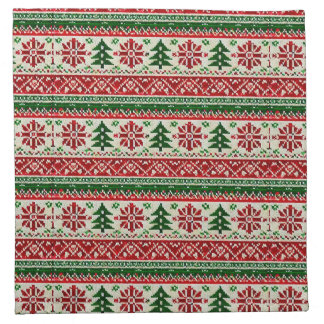 Festive Knitted-Pattern with Stars Cloth Napkin