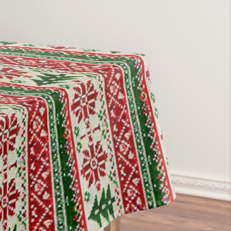 Festive Knitted-Pattern with Stars Tablecloth