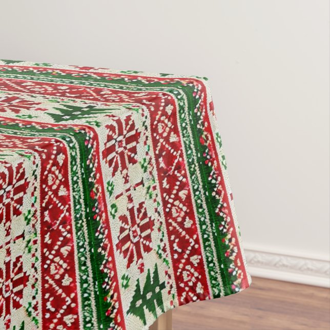 Festive Knitted-Pattern  with Stars  Tablecloth (In Situ)