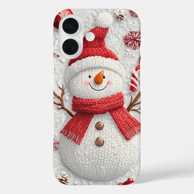 Festive Knitted Snowman Christmas Holiday  Case-Mate iPhone Case (Back)