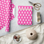 Festive Knockout Pink White Christmas Tree pattern Wrapping Paper<br><div class="desc">Modern,  simple Christmas wrapping paper with white Christmas tree pattern on a bright knockout pink background,  stylish Scandinavian festive wrapping paper for all your Christmas gifts. Exclusively designed for you by Happy Dolphin Studio!</div>