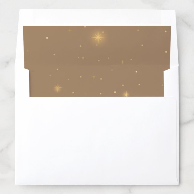 Festive  Kraft & Gold Starry Lights Christmas Envelope Liner (In Envelope)