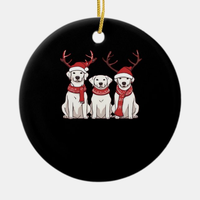 Festive Kuvasz � Christmas Pattern Classic T-Shirt Ceramic Ornament (Front)