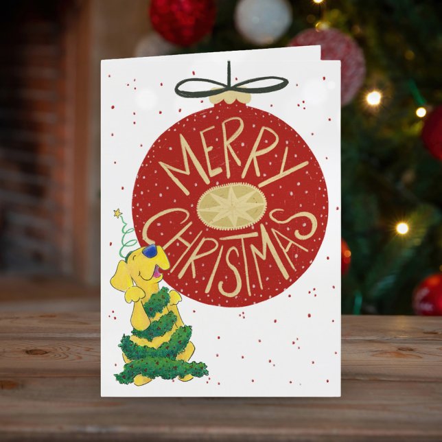 Festive Lab Christmas Tree Funny Folded Card (Creator Uploaded)