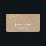 FESTIVE LABEL modern confetti faux gold foil kraft<br><div class="desc">NOTE - the gold foil and kraft look is a printed picture Adhere to the back of your envelopes as a classy, personalized return address label. Setup as a template it is simple for you to add your own details, or hit the customize button and you can add or change...</div>