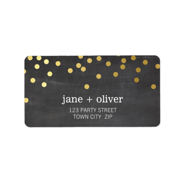 FESTIVE LABEL modern confetti spot gold foil gray (Front)