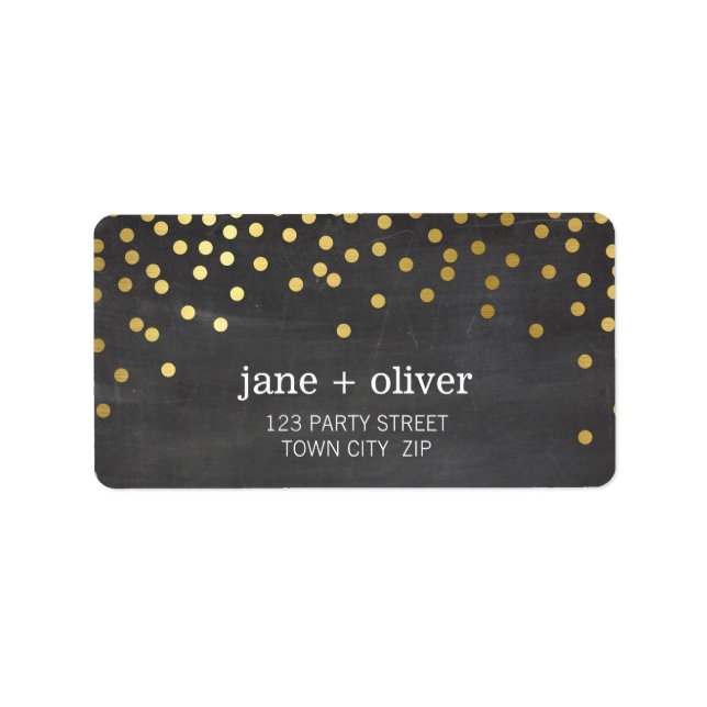 FESTIVE LABEL modern confetti spot gold foil gray (Front)