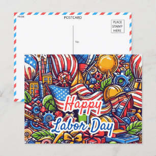 Festive Labor Day Celebration Postcard