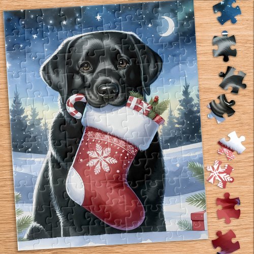 Festive Labrador Retriever Dog Holiday Christmas Jigsaw Puzzle