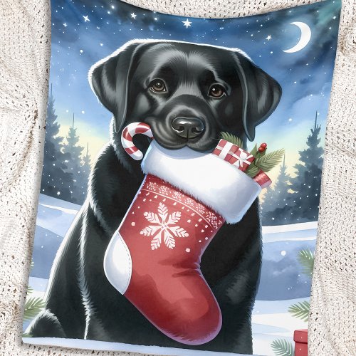 Festive Labrador Retriever Dog Lover Christmas  Fleece Blanket