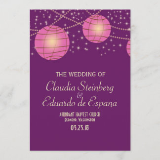 Festive Lanterns with Pastel Dark Purple & Pink Invitation