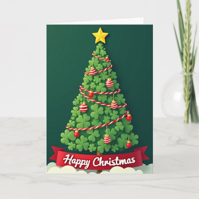 Festive Leafy Tree Christmas Card (Front)