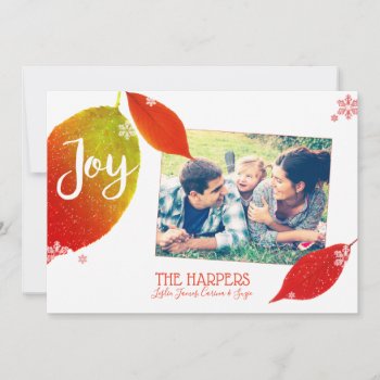 Festive Leaves Photo Holiday Card by Whimsical_Holidays at Zazzle