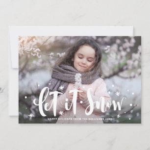 Festive Let It Snow Hand Lettered Photo Holiday Card