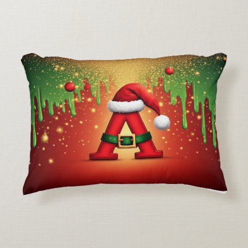 Festive Letter A For Christmas Family Accent Pillow
