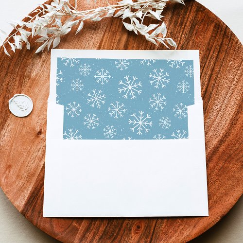 Festive Light Blue Snowflake Pattern Holiday Envelope Liner