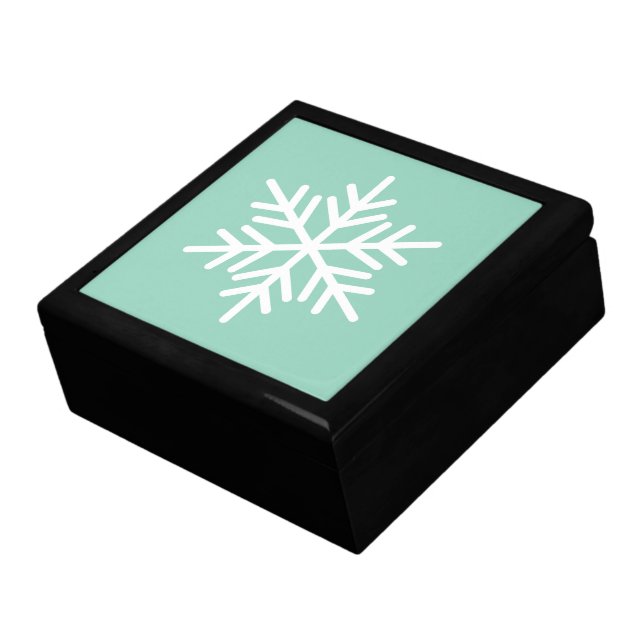 Festive Light Teal Mint White Alpine Snowflake  Gift Box (Side)