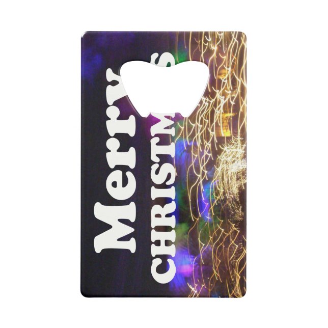 Festive Light Trails Merry Christmas Fireworks Mod Credit Card Bottle Opener (Front)