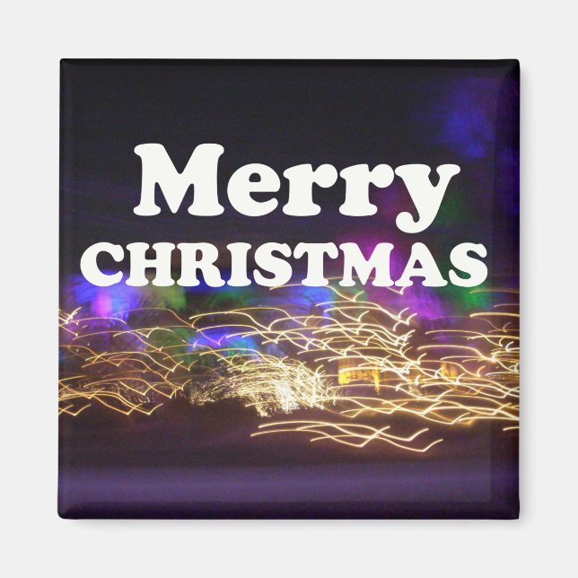 Festive Light Trails Merry Christmas Fireworks Mod Magnet (Front)