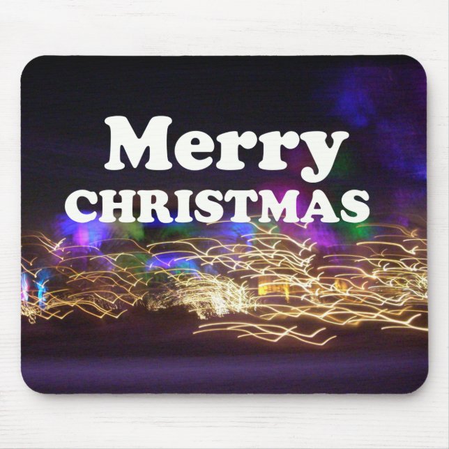 Festive Light Trails Merry Christmas Fireworks Mod Mouse Pad (Front)