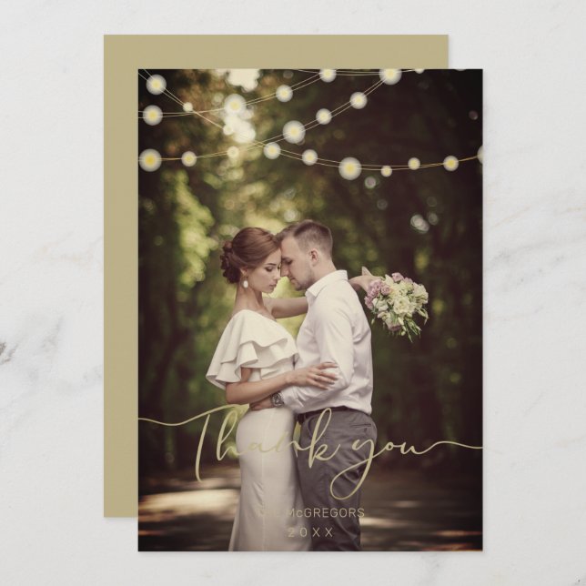 Festive Light Wedding Gold Custom Whimsical Script (Front/Back)