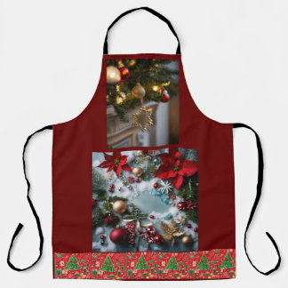"Festive Lights and Blooms Christmas Tree Apron'' Apron