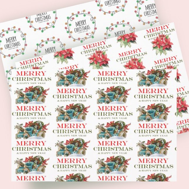 Festive Lights Red Poinsettia  Floral Pattern Gift Wrapping Paper Sheets (Festive Lights Red Poinsettia Floral Pattern Gift Wrapping Paper Sheets)