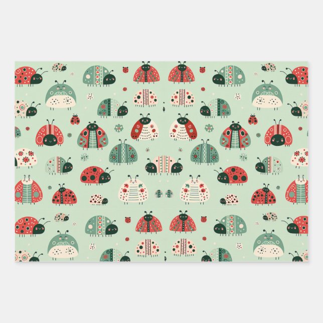 Festive Little Bugs Wrapping Paper Sheets (Front)