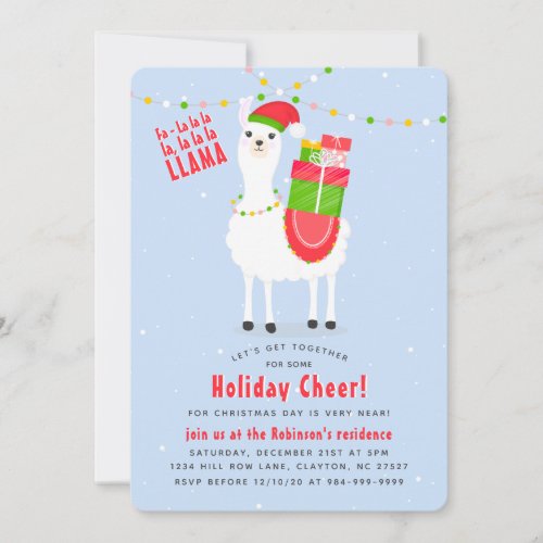 Festive Llama Christmas Invitation