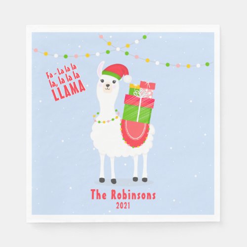 Festive Llama Christmas Napkins
