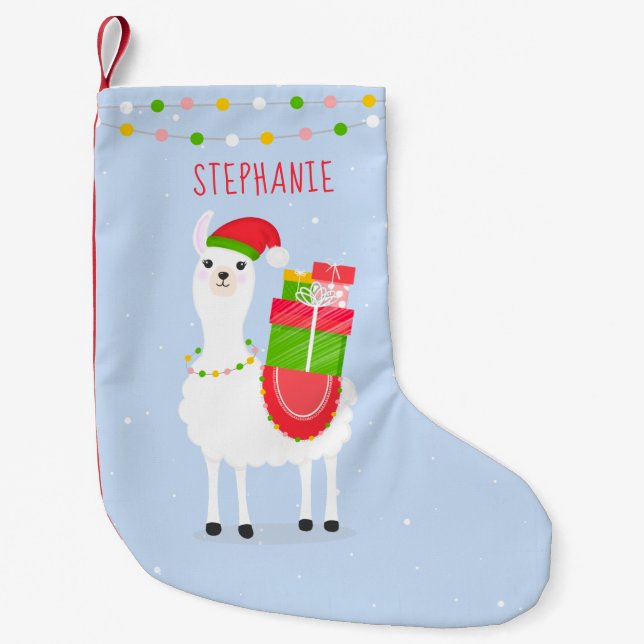 Festive Llama Christmas Small Christmas Stocking (Front)