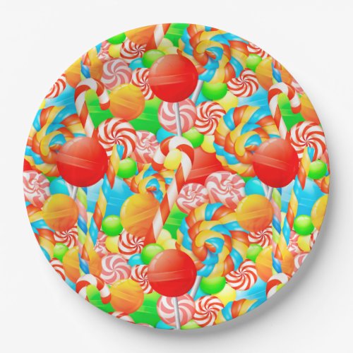 Festive Lollipops Candy Modern Christmas Holidays Paper Plates
