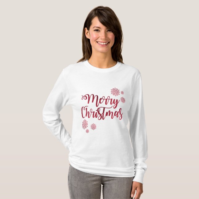 Festive Long Sleeve Merry Christmas Tee (Front Full)