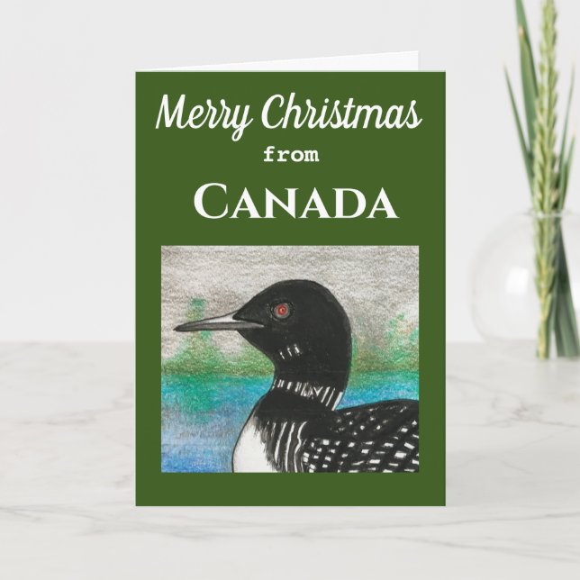 Festive Loon Merry Christmas From Canada Card (Front)