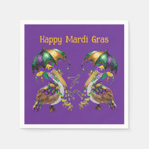 Festive Louisiana Pelican Mardi Gras Napkins