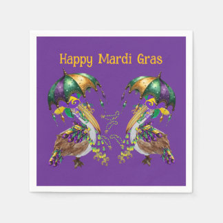Festive Louisiana Pelican Mardi Gras Napkins