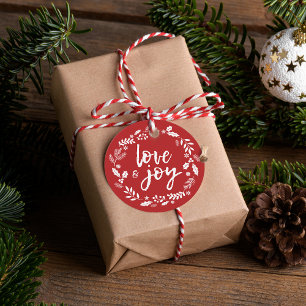 Festive Love & Joy Happy Holidays Personalized Favor Tags
