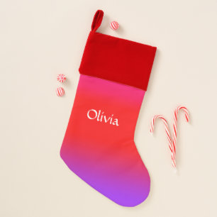 Festive Magenta Red Purple Ombre    Christmas Stocking