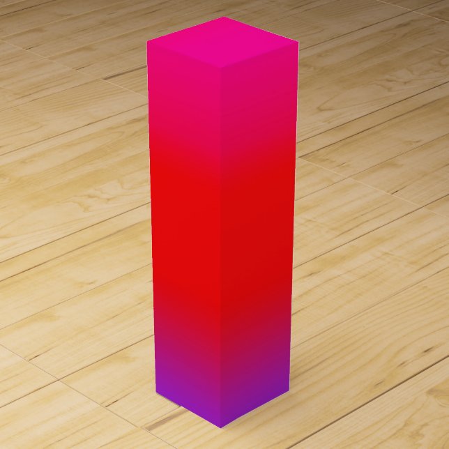 Festive Magenta Red Purple Ombre Gradient Pattern  Wine Box (Front)