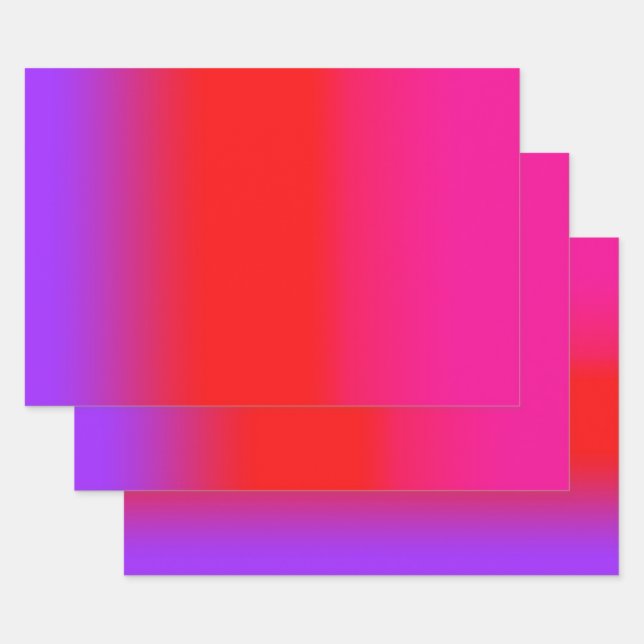 Festive Magenta Red Purple Ombre Gradient Pattern  Wrapping Paper Sheets (Set)