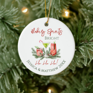 Festive Making Spirits Bright Christmas Cocktails Ceramic Ornament