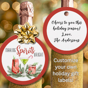 Festive Making Spirits Bright Holiday Gift Favor Tags