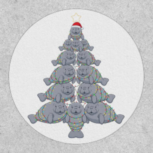 Festive Manatee Christmas Tree with Magical Ocean Patch