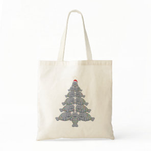 Festive Manatee Christmas Tree with Magical Ocean  Tote Bag