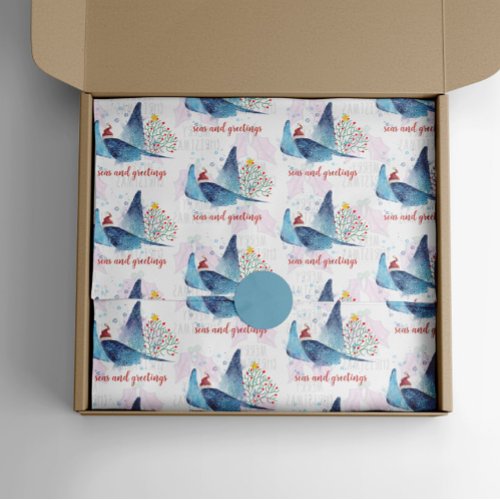 Festive Manta Ray Seas and Greetings Tissue Paper