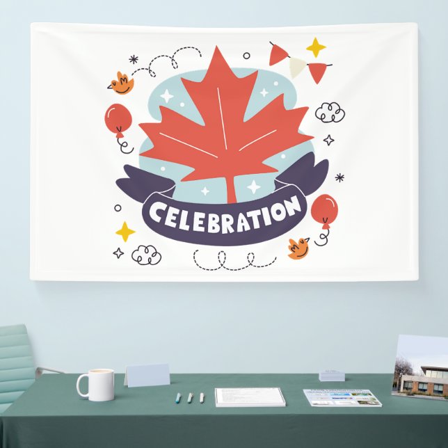 Festive Maple Leaf Celebration Banner (Tradeshow)
