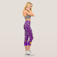 Pickleball Player Custom High Waisted Royal Blue Capri Leggings