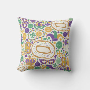 Festive Mardi Gras Celebration Throw Pillow