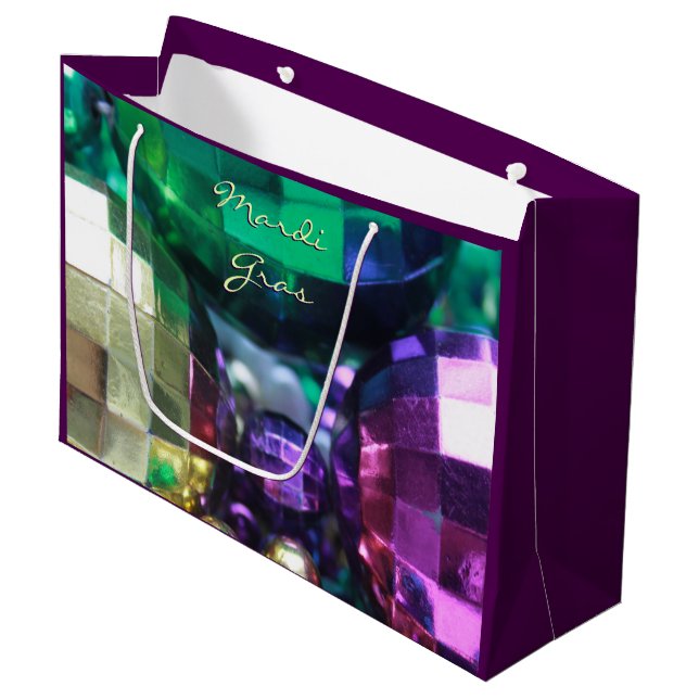Festive Mardi Gras Custom Party Favor Gift Bags (Front Angled)
